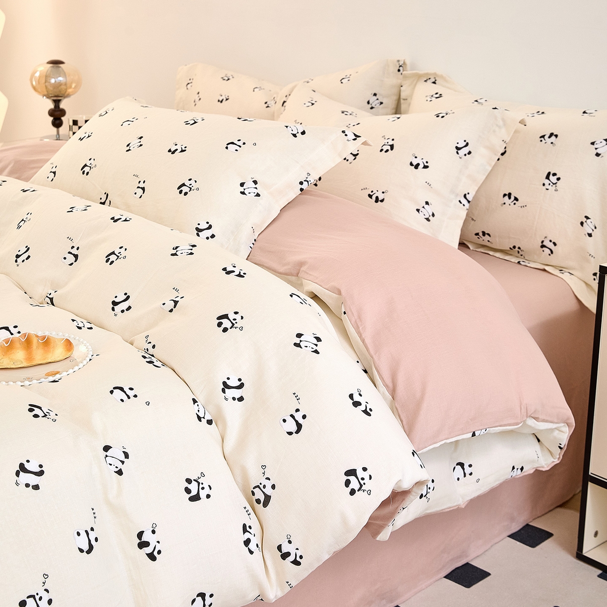 91家纺网 家纺一手货源 找家纺 锦罗绣 2025新款全棉双层纱印花单被套（第二批） 国宝熊猫