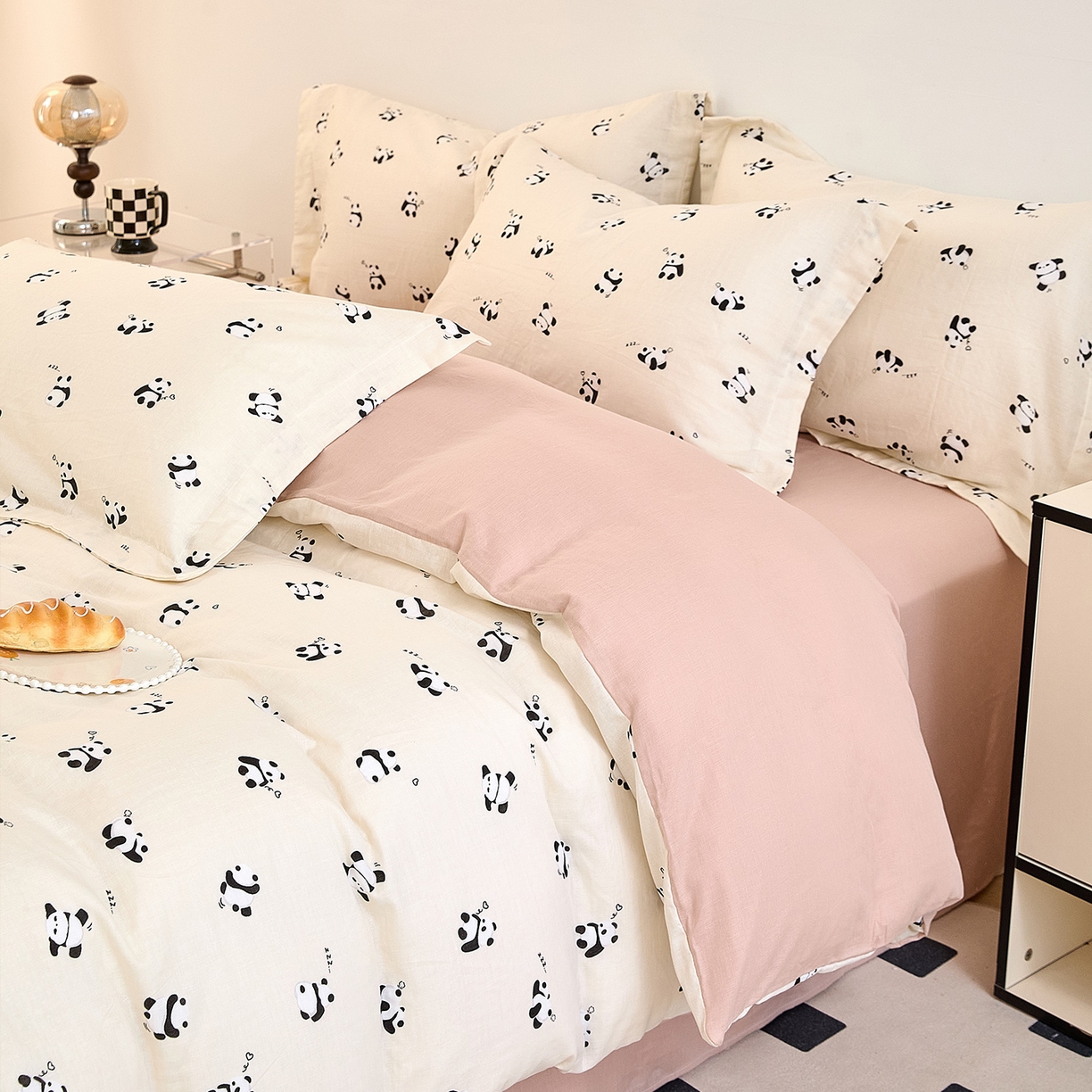 91家纺网 家纺一手货源 找家纺 锦罗绣 2025新款全棉双层纱印花单被套（第二批） 国宝熊猫