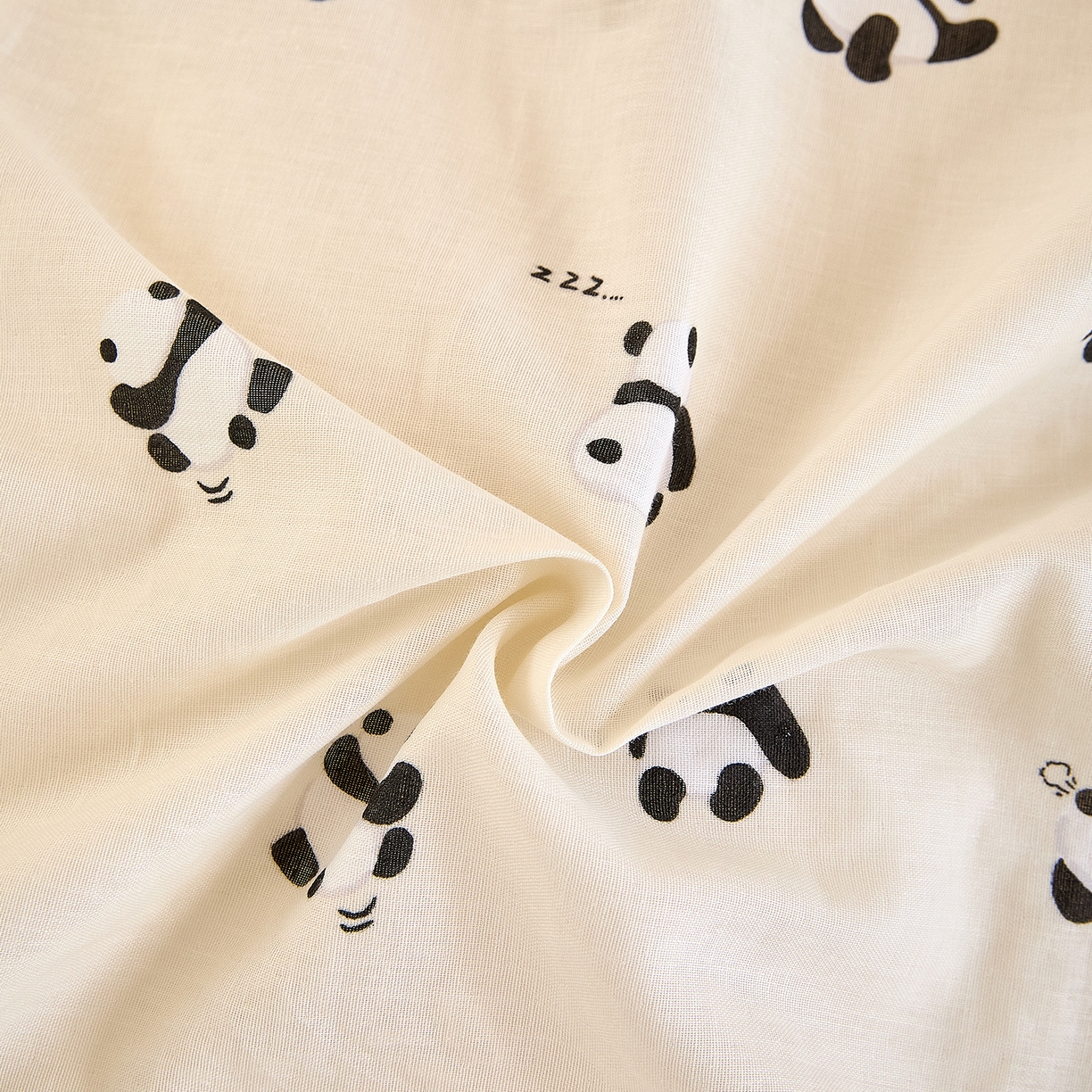 91家纺网 家纺一手货源 找家纺 锦罗绣 2025新款全棉双层纱印花单被套（第二批） 国宝熊猫