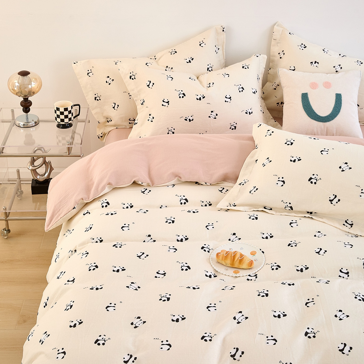 91家纺网 家纺一手货源 找家纺 锦罗绣 2025新款全棉双层纱印花单被套（第二批） 国宝熊猫