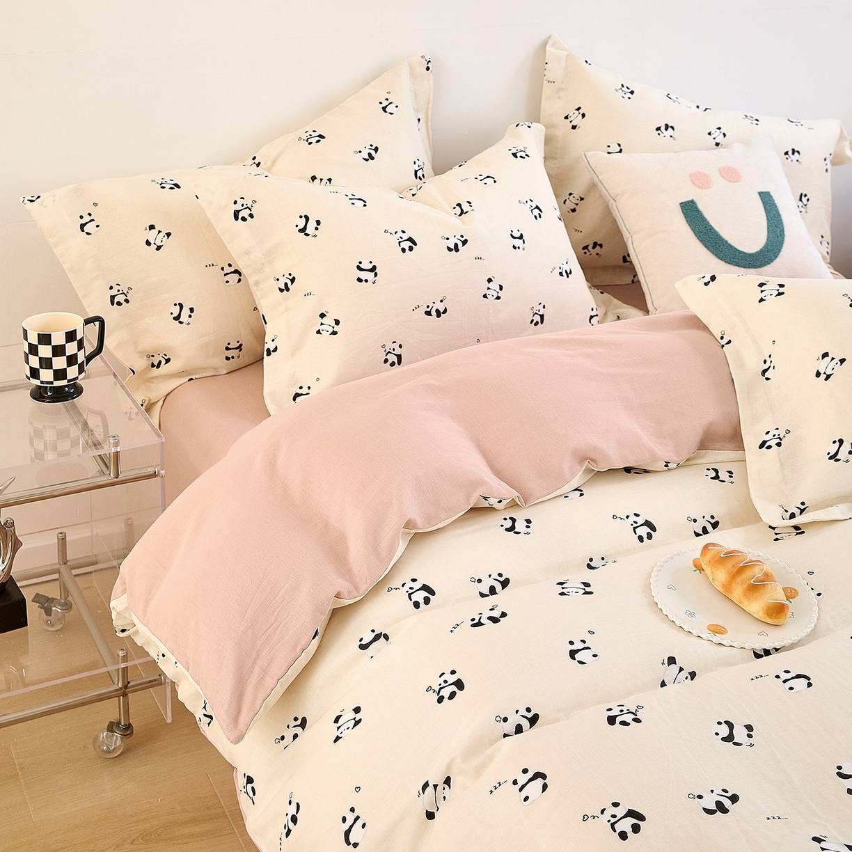 91家纺网 家纺一手货源 找家纺 锦罗绣 2025新款全棉双层纱印花单被套（第二批） 国宝熊猫