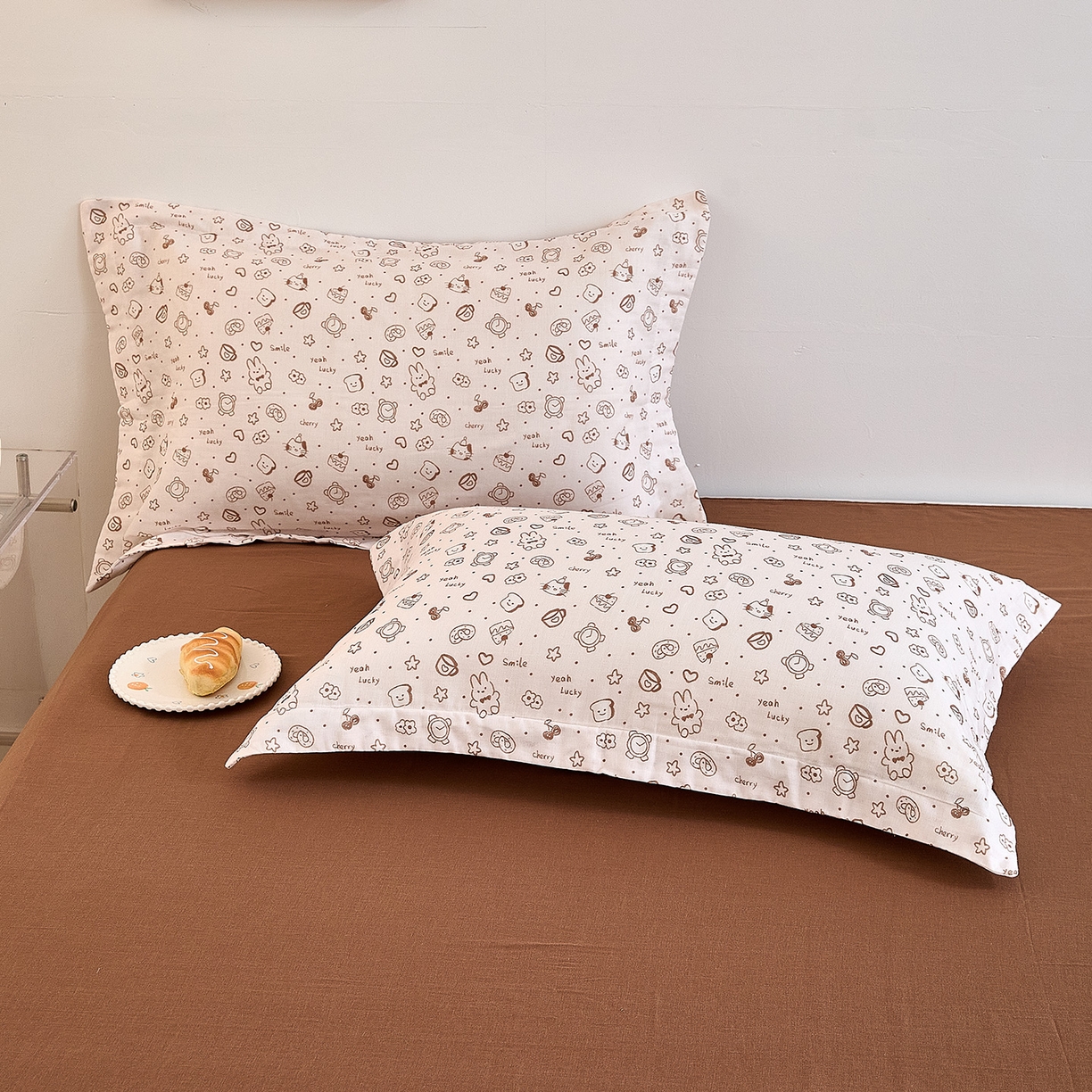 91家纺网 家纺一手货源 找家纺 锦罗绣 2025新款全棉双层纱印花单被套（第二批） 咖啡兔