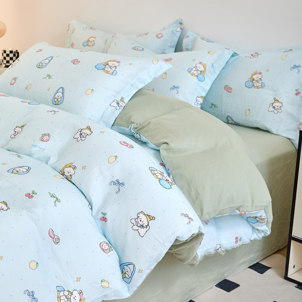 91家纺网 家纺一手货源 找家纺 锦罗绣 2025新款全棉双层纱印花单被套（第二批） 可爱小狗