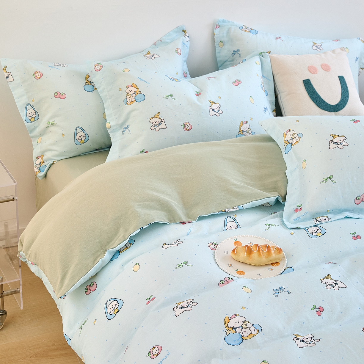 91家纺网 家纺一手货源 找家纺 锦罗绣 2025新款全棉双层纱印花单被套（第二批） 可爱小狗