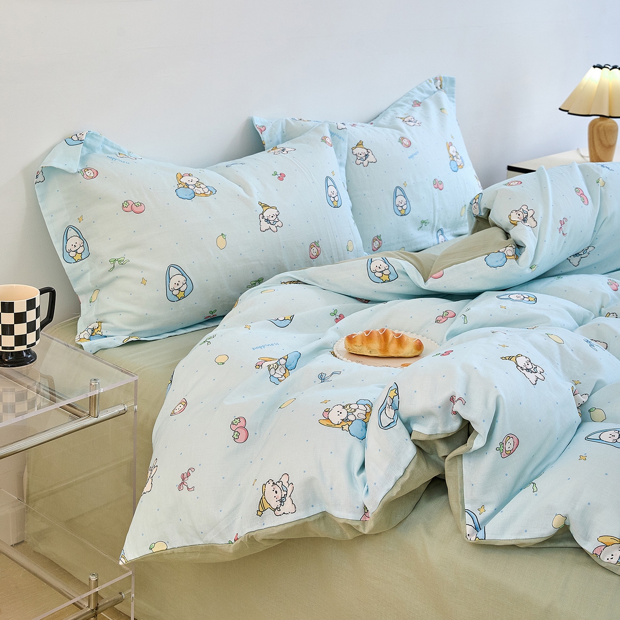 91家纺网 家纺一手货源 找家纺 锦罗绣 2025新款全棉双层纱印花单被套（第二批） 可爱小狗