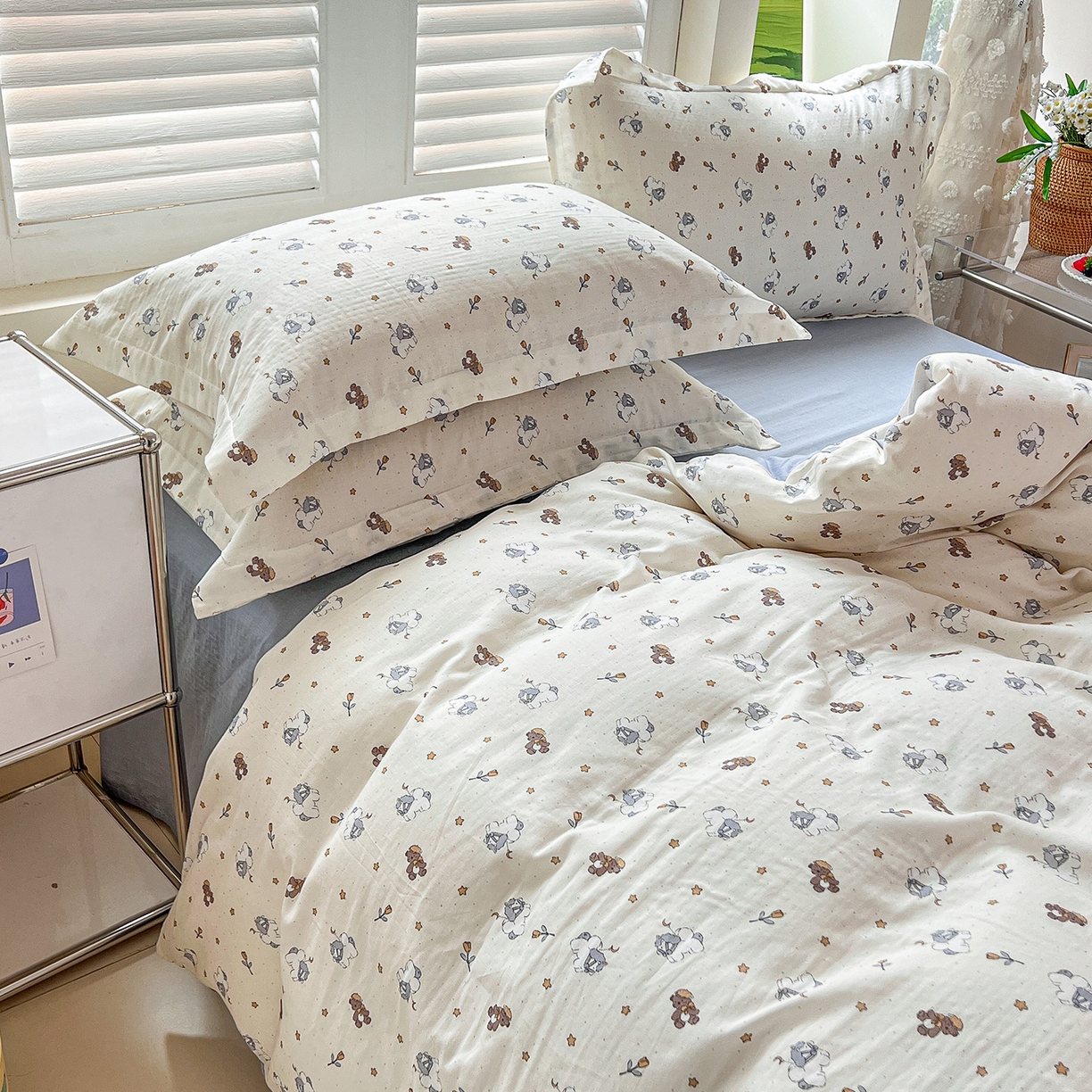 91家纺网 家纺一手货源 找家纺 锦罗绣 2025新款全棉双层纱印花单被套（第二批） 浪漫独角兽