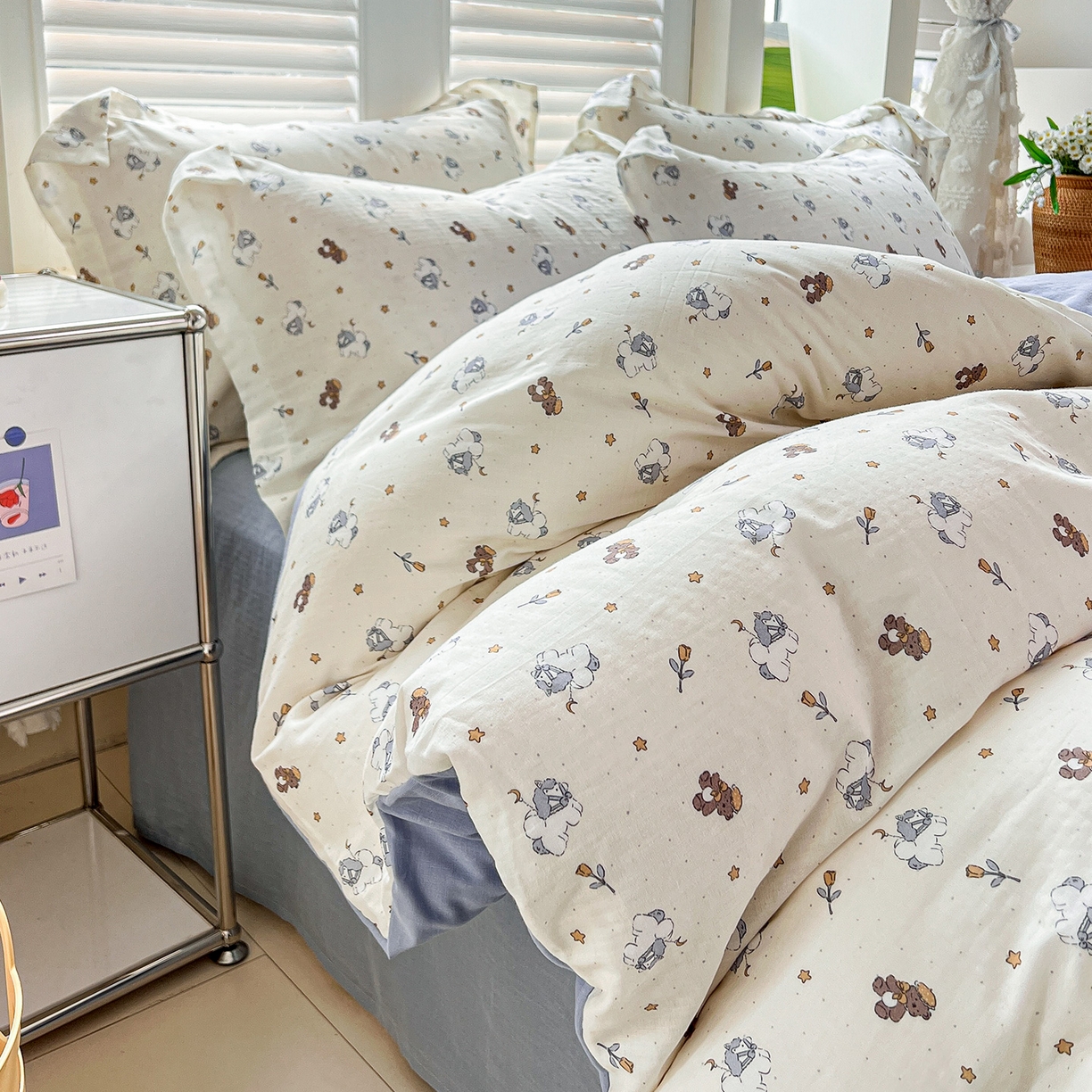 91家纺网 家纺一手货源 找家纺 锦罗绣 2025新款全棉双层纱印花单被套（第二批） 浪漫独角兽