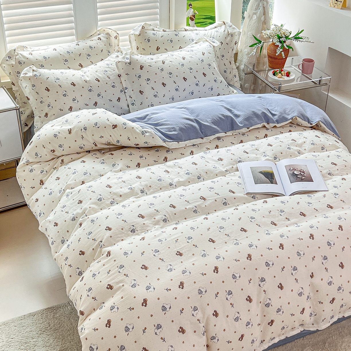 91家纺网 家纺一手货源 找家纺 锦罗绣 2025新款全棉双层纱印花单被套（第二批） 浪漫独角兽