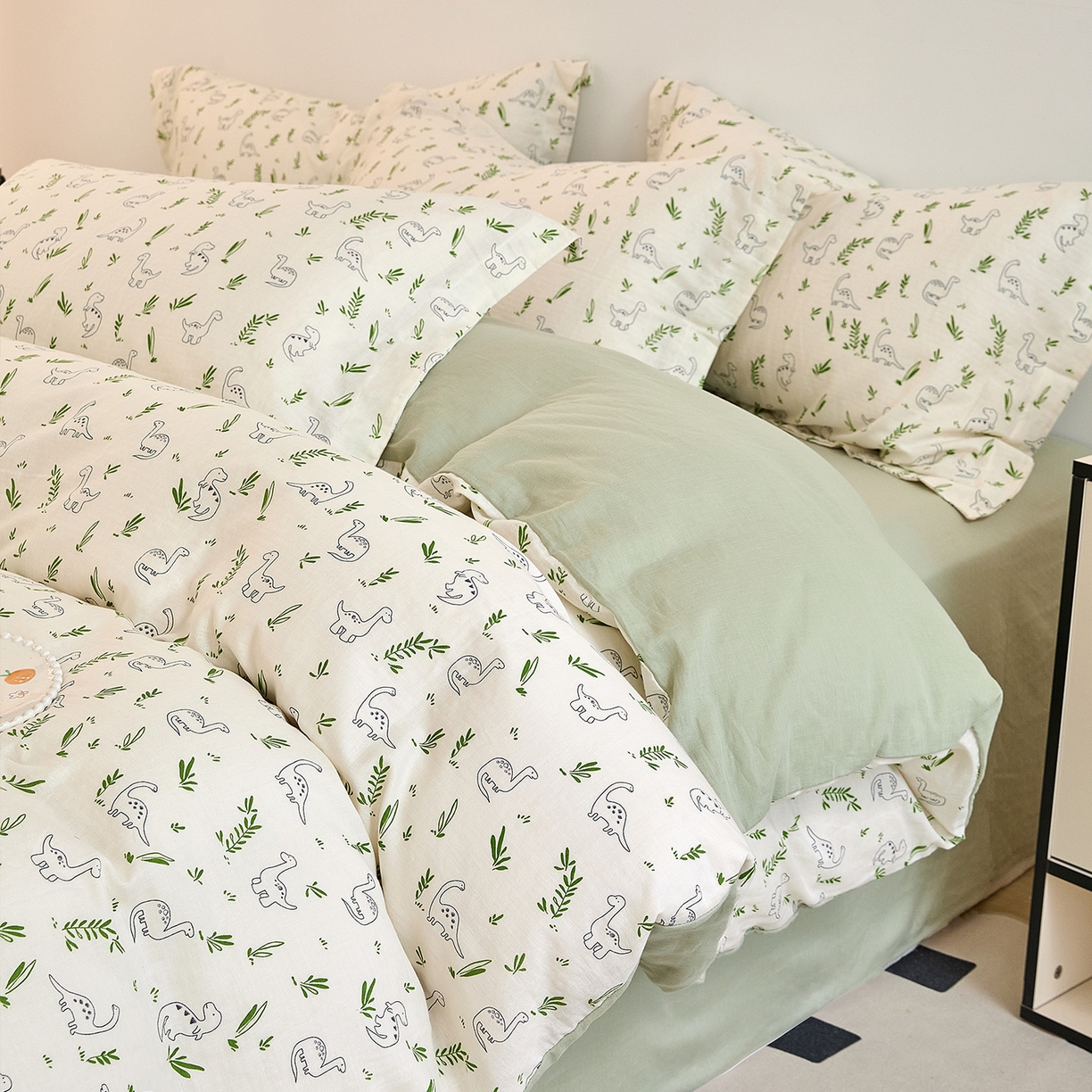 91家纺网 家纺一手货源 找家纺 锦罗绣 2025新款全棉双层纱印花单被套（第二批） 迷你龙