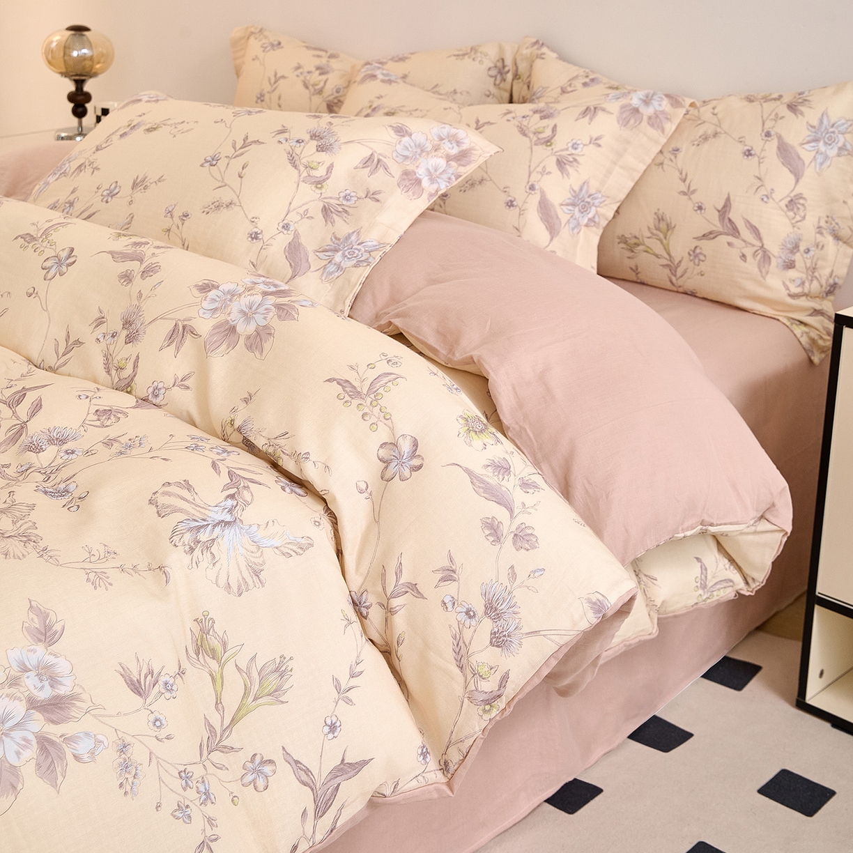 91家纺网 家纺一手货源 找家纺 锦罗绣 2025新款全棉双层纱印花单被套（第二批） 清新碎花