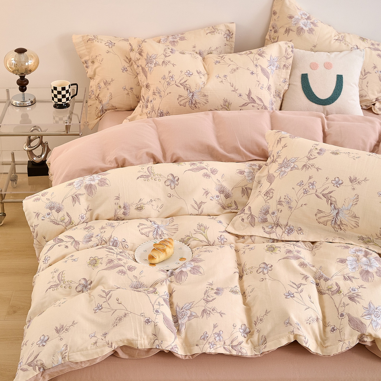 91家纺网 家纺一手货源 找家纺 锦罗绣 2025新款全棉双层纱印花单被套（第二批） 清新碎花