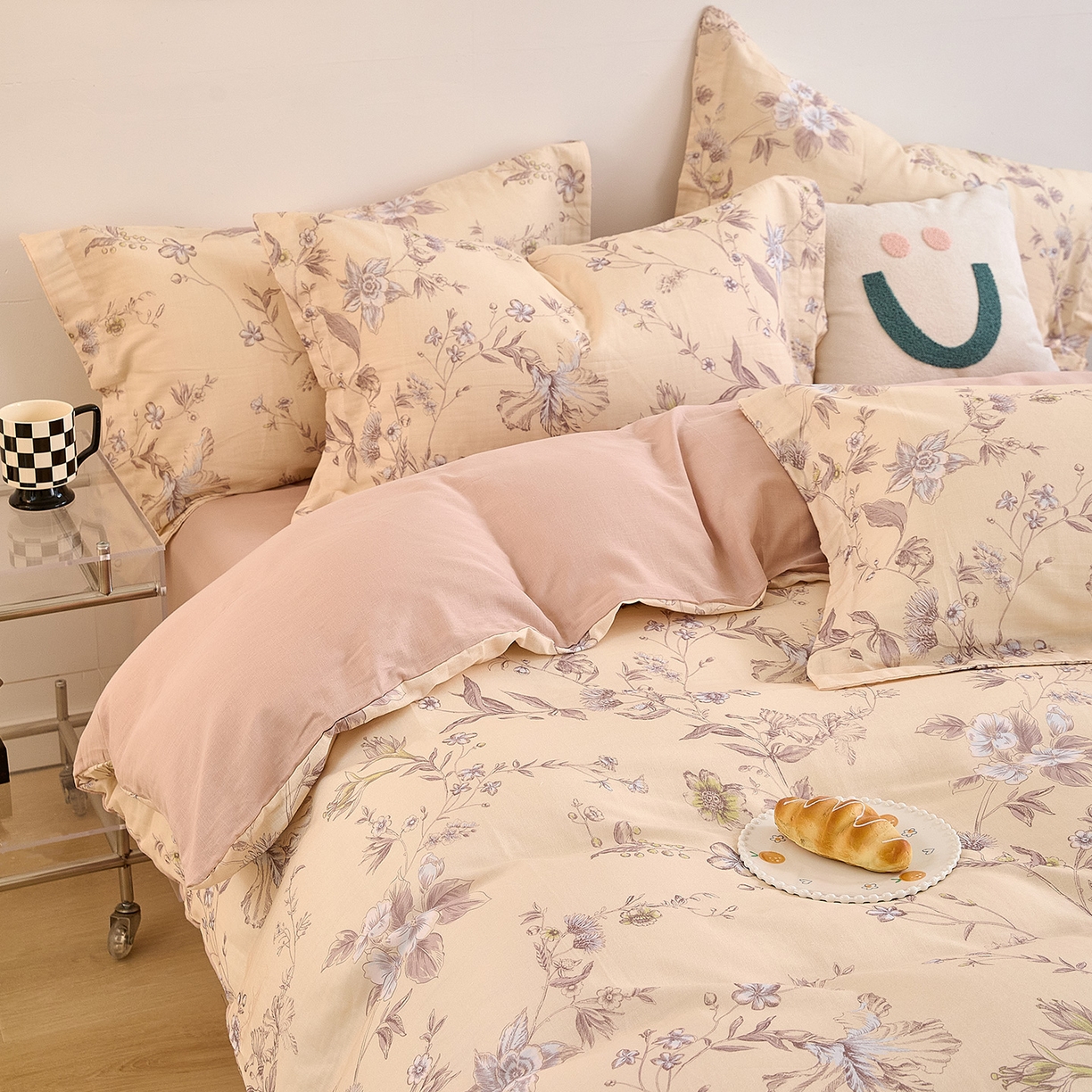 91家纺网 家纺一手货源 找家纺 锦罗绣 2025新款全棉双层纱印花单被套（第二批） 清新碎花