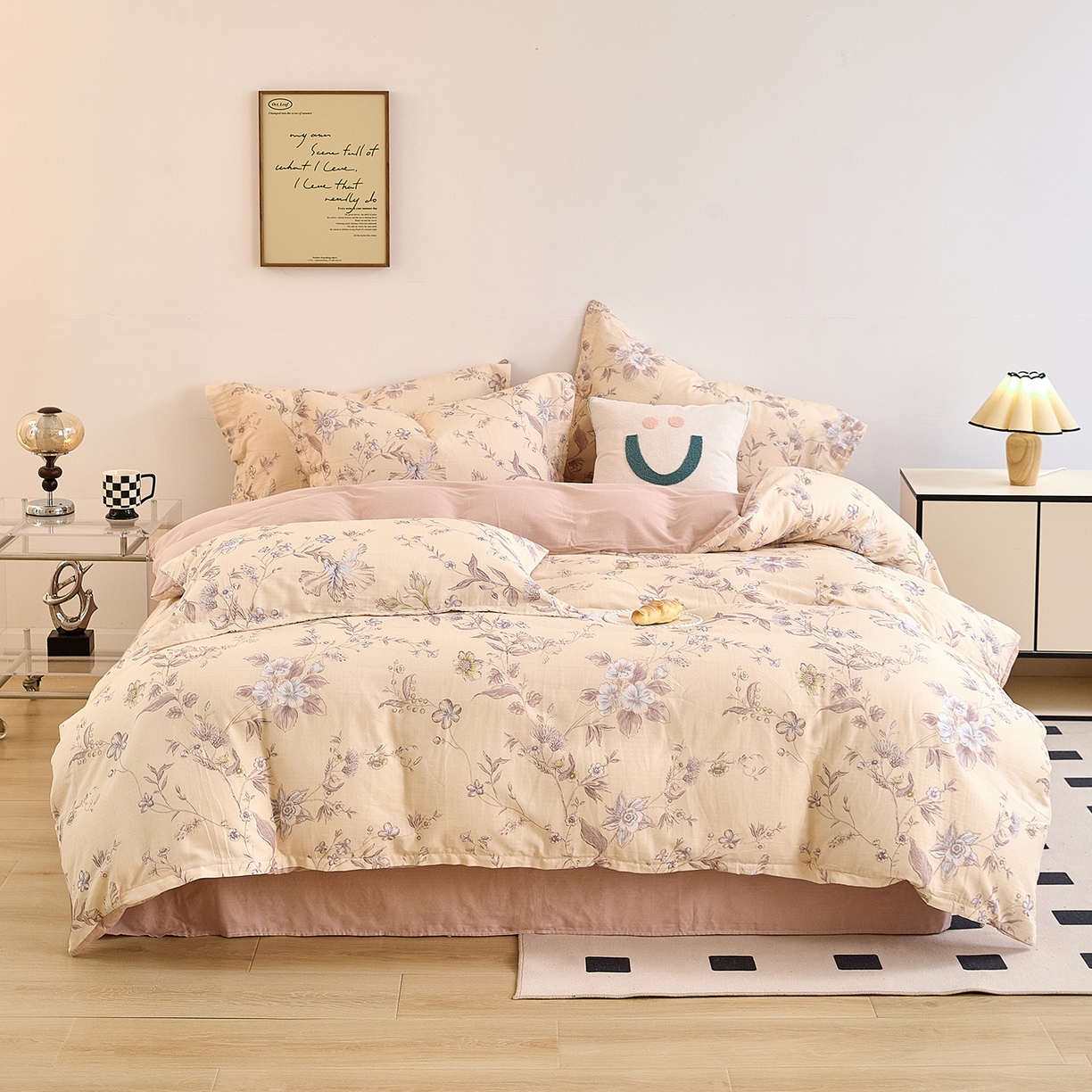 91家纺网 家纺一手货源 找家纺 锦罗绣 2025新款全棉双层纱印花单被套（第二批） 清新碎花