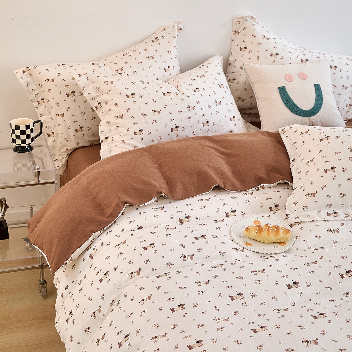 91家纺网 家纺一手货源 找家纺 锦罗绣 2025新款全棉双层纱印花单被套（第二批） 绅士犬