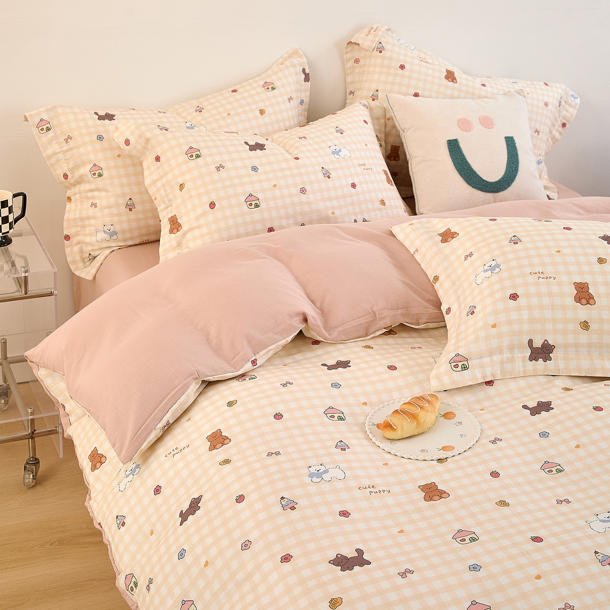 91家纺网 家纺一手货源 找家纺 锦罗绣 2025新款全棉双层纱印花单被套（第二批） 甜蜜小屋