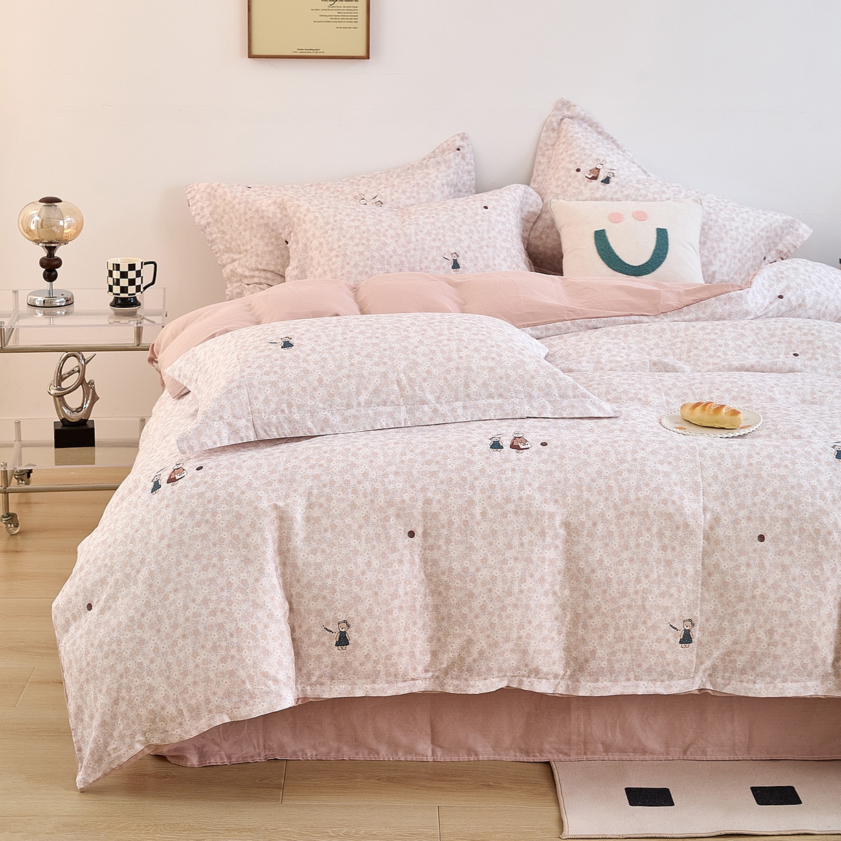 91家纺网 家纺一手货源 找家纺 锦罗绣 2025新款全棉双层纱印花单被套（第二批） 兔兔日记