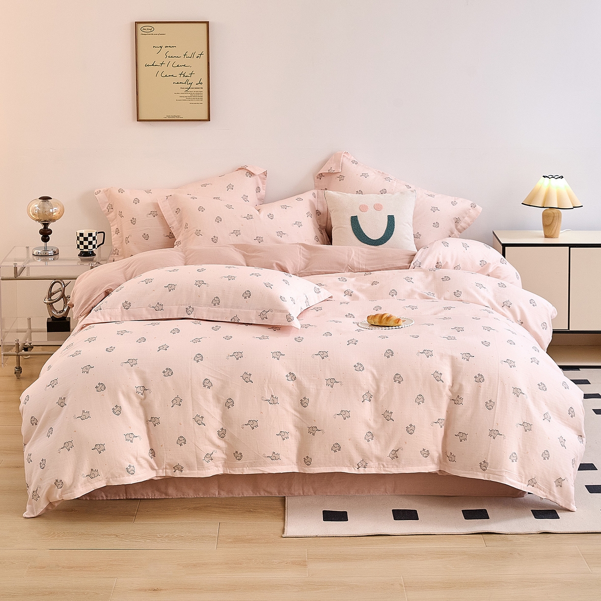 91家纺网 家纺一手货源 找家纺 锦罗绣 2025新款全棉双层纱印花单被套（第二批） 象象