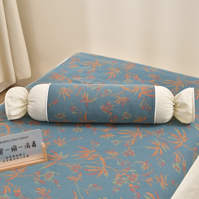 91家纺网 家纺一手货源 找家纺 不打烊家纺 2025新款全棉有氧双层纱羊毛尼美容床罩系列套件-叶繁枝茂 叶繁枝茂-米白