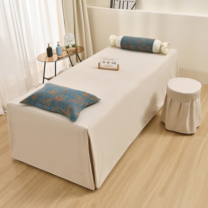 91家纺网 家纺一手货源 找家纺 不打烊家纺 2025新款全棉有氧双层纱羊毛尼美容床罩系列套件-叶繁枝茂 叶繁枝茂-卡其