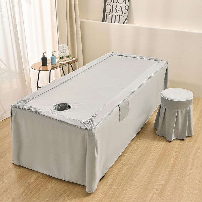 91家纺网 家纺一手货源 找家纺 不打烊家纺 2025新款全棉有氧双层纱羊毛尼美容床罩系列套件-叶繁枝茂 叶繁枝茂-灰色