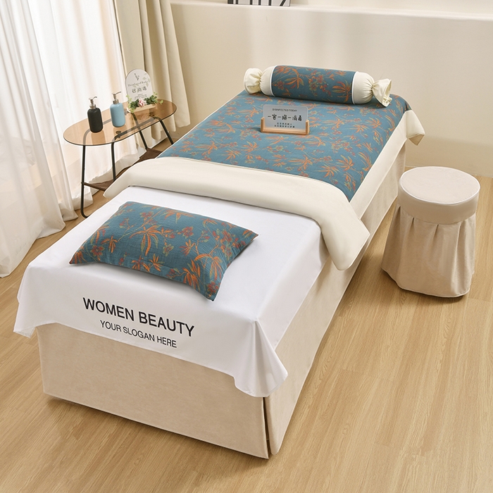 不打烊家纺 2025新款全棉有氧双层纱羊毛尼美容床罩系列套件-叶繁枝茂 叶繁枝茂-卡其