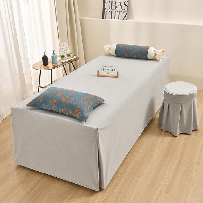 91家纺网 家纺一手货源 找家纺 不打烊家纺 2025新款全棉有氧双层纱羊毛尼美容床罩系列套件-叶繁枝茂 叶繁枝茂-灰色