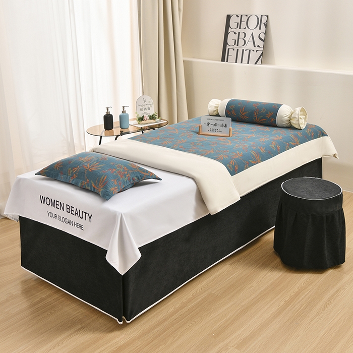 91家纺网 家纺一手货源 找家纺 不打烊家纺 2025新款全棉有氧双层纱羊毛尼美容床罩系列套件-叶繁枝茂 叶繁枝茂-黑色