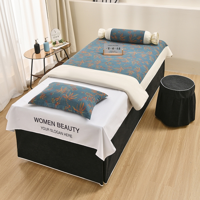 不打烊家纺 2025新款全棉有氧双层纱羊毛尼美容床罩系列套件-叶繁枝茂 叶繁枝茂-黑色