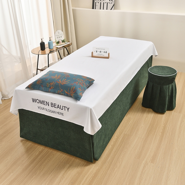 91家纺网 家纺一手货源 找家纺 不打烊家纺 2025新款全棉有氧双层纱羊毛尼美容床罩系列套件-叶繁枝茂 叶繁枝茂-墨绿