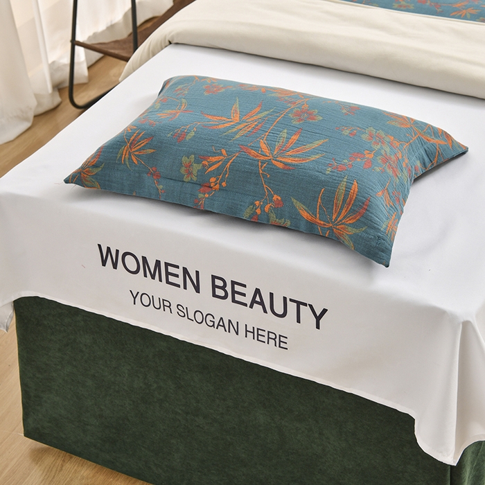 91家纺网 家纺一手货源 找家纺 不打烊家纺 2025新款全棉有氧双层纱羊毛尼美容床罩系列套件-叶繁枝茂 叶繁枝茂-墨绿