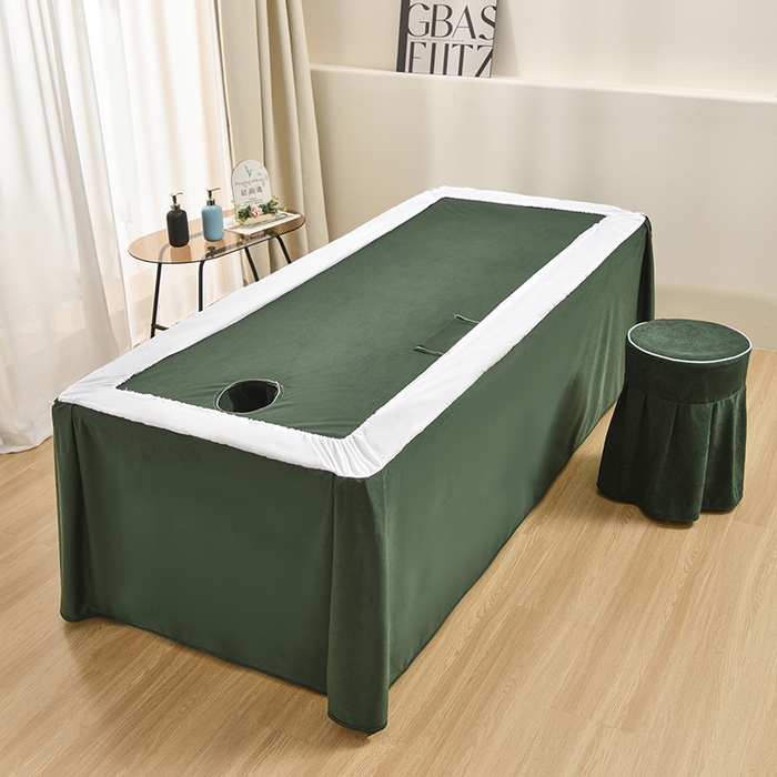 91家纺网 家纺一手货源 找家纺 不打烊家纺 2025新款全棉有氧双层纱羊毛尼美容床罩系列套件-叶繁枝茂 叶繁枝茂-墨绿