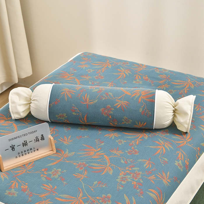 91家纺网 家纺一手货源 找家纺 不打烊家纺 2025新款全棉有氧双层纱羊毛尼美容床罩系列套件-叶繁枝茂 叶繁枝茂-墨绿