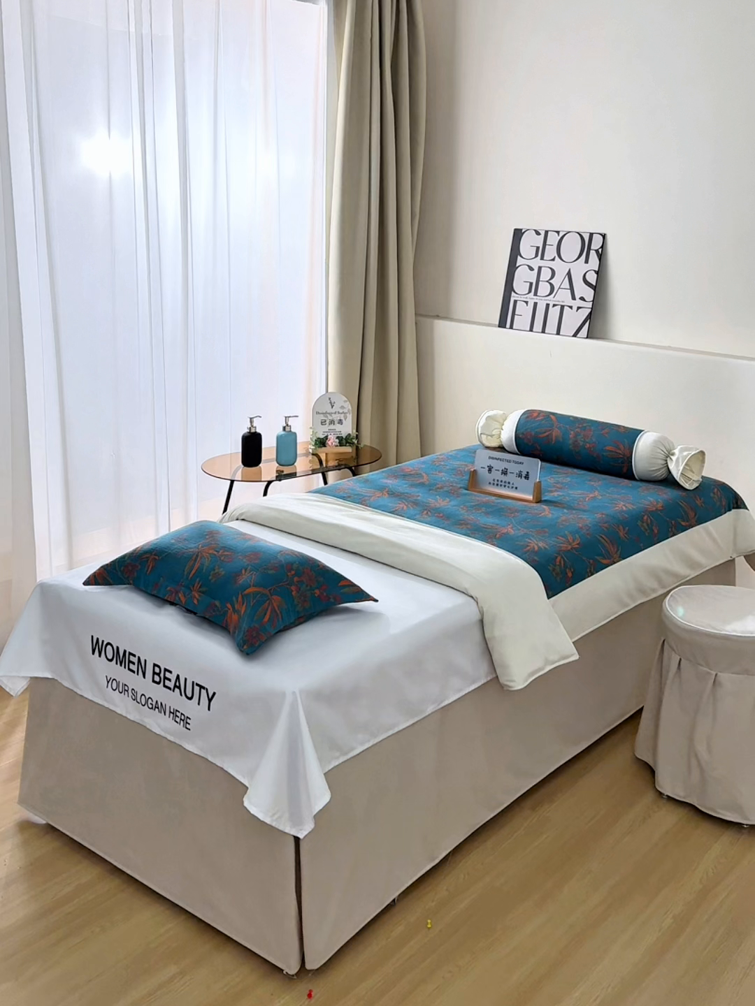 91家纺网 家纺一手货源 找家纺 不打烊家纺 2025新款全棉有氧双层纱羊毛尼美容床罩系列套件-叶繁枝茂 叶繁枝茂-卡其