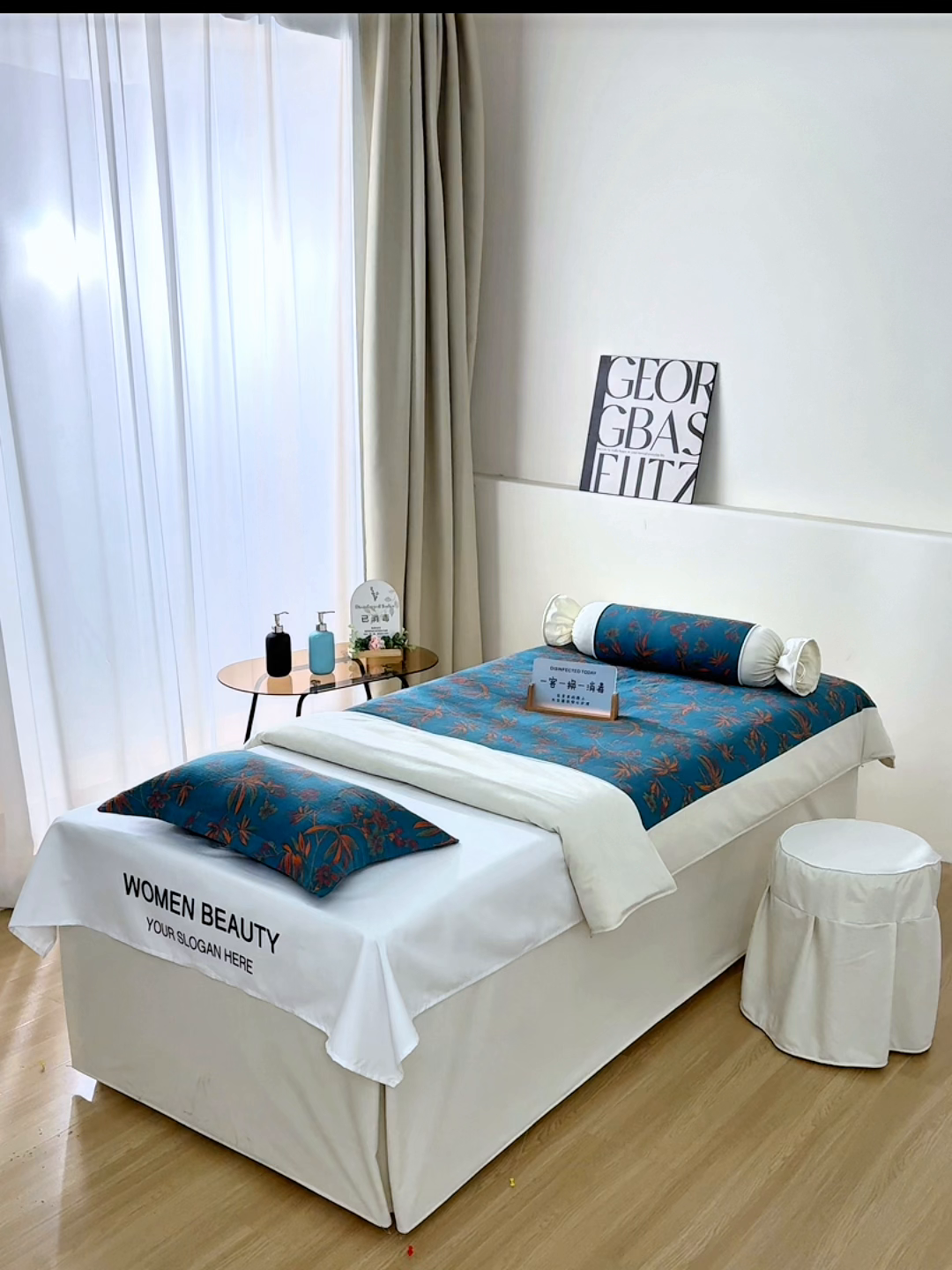 91家纺网 家纺一手货源 找家纺 不打烊家纺 2025新款全棉有氧双层纱羊毛尼美容床罩系列套件-叶繁枝茂 叶繁枝茂-米白