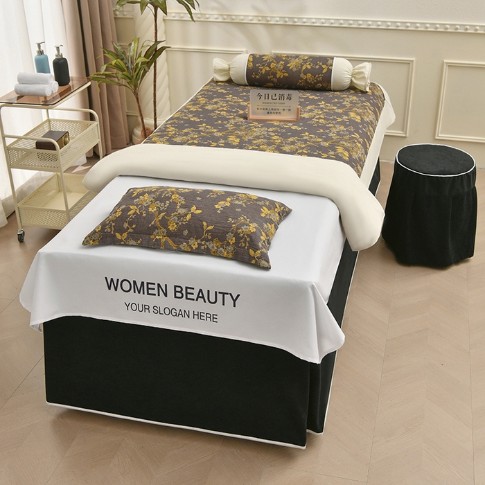 91家纺网 家纺一手货源 找家纺 （总）不打烊家纺 2025新款全棉有氧双层纱羊毛尼美容床罩系列套件-梅花颂