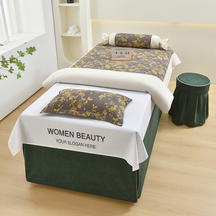 91家纺网 家纺一手货源 找家纺 （总）不打烊家纺 2025新款全棉有氧双层纱羊毛尼美容床罩系列套件-梅花颂