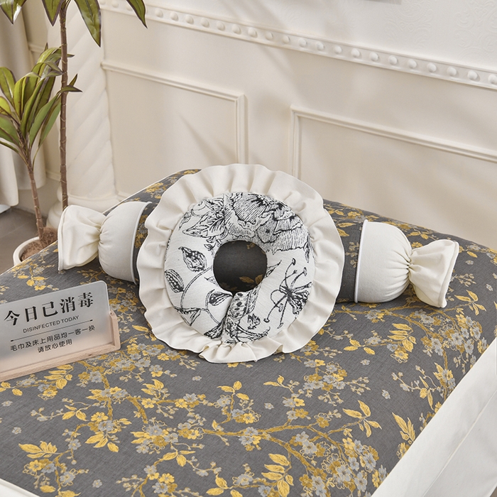 91家纺网 家纺一手货源 找家纺 （总）不打烊家纺 2025新款全棉有氧双层纱羊毛尼美容床罩系列套件-梅花颂