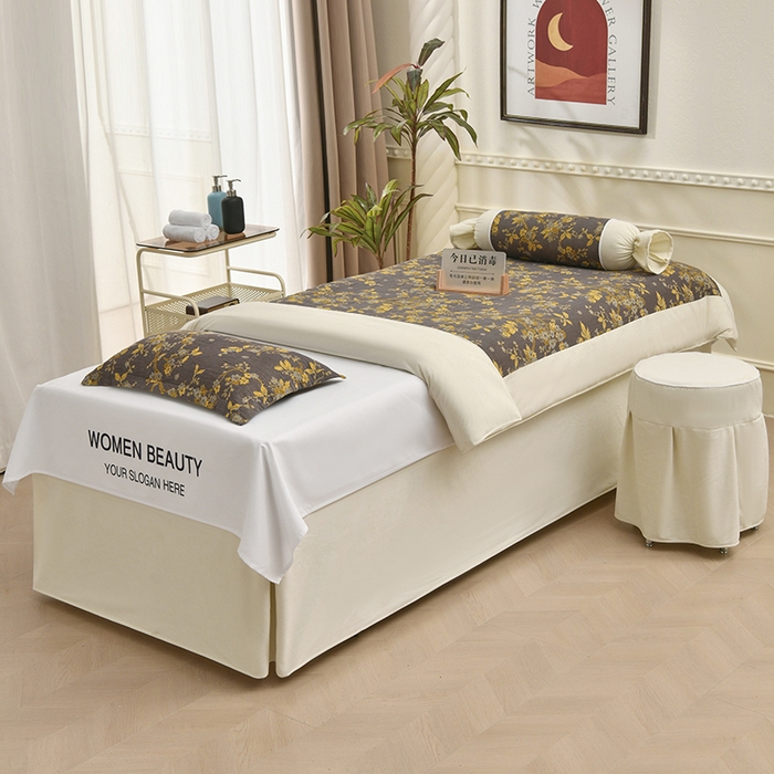 91家纺网 家纺一手货源 找家纺 （总）不打烊家纺 2025新款全棉有氧双层纱羊毛尼美容床罩系列套件-梅花颂