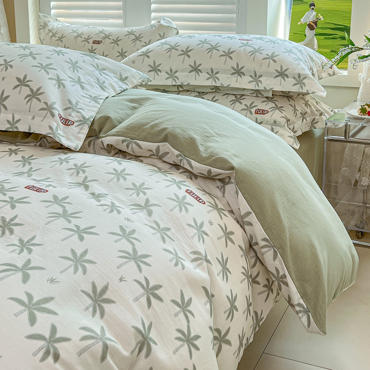 91家纺网 家纺一手货源 找家纺 锦罗绣 2025新款全棉双层纱印花单被套（第二批） 竹影