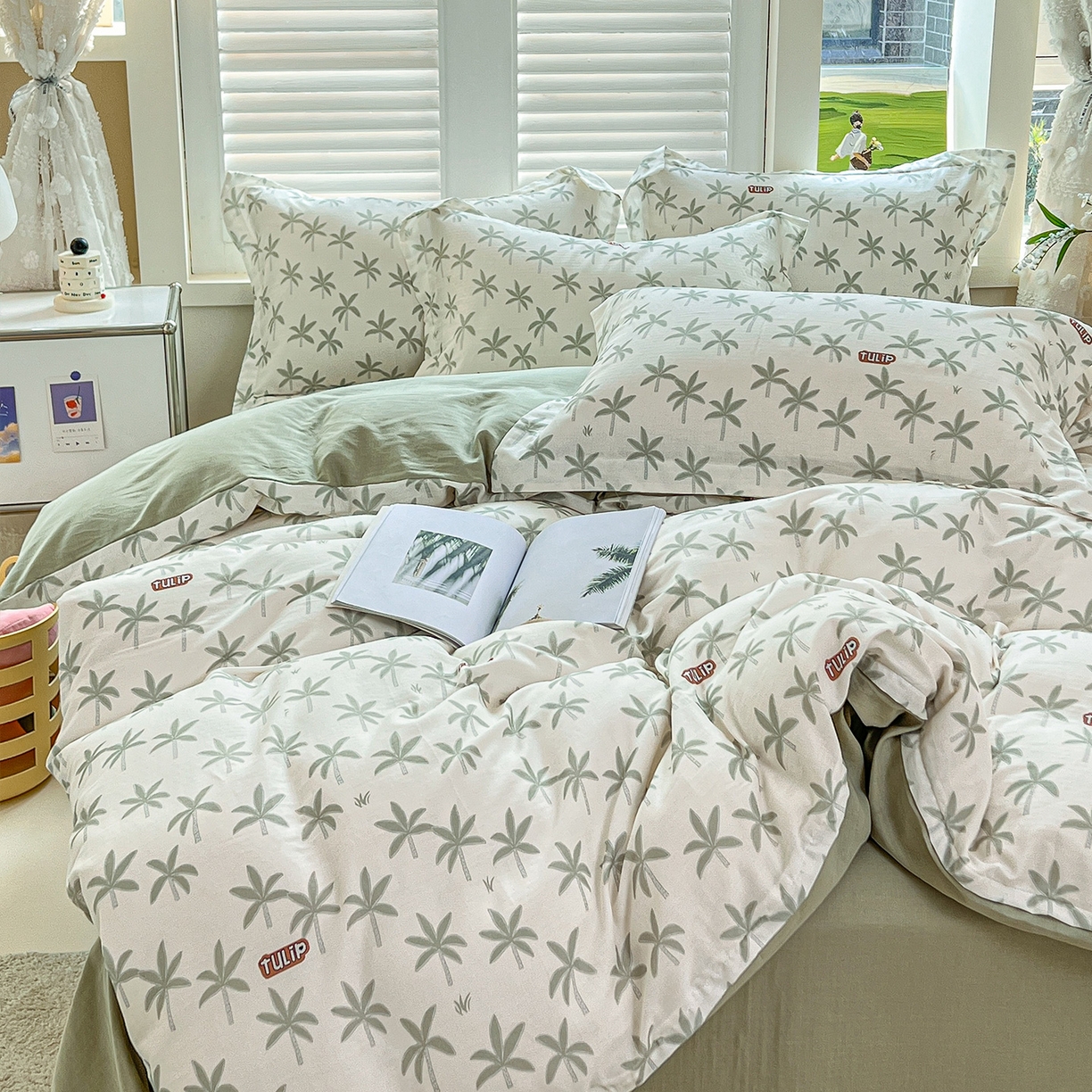 91家纺网 家纺一手货源 找家纺 锦罗绣 2025新款全棉双层纱印花单被套（第二批） 竹影