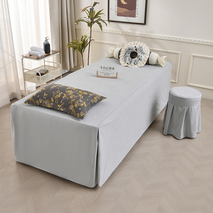 91家纺网 家纺一手货源 找家纺 不打烊家纺 2025新款全棉有氧双层纱羊毛尼美容床罩系列套件-梅花颂 梅花颂-灰色