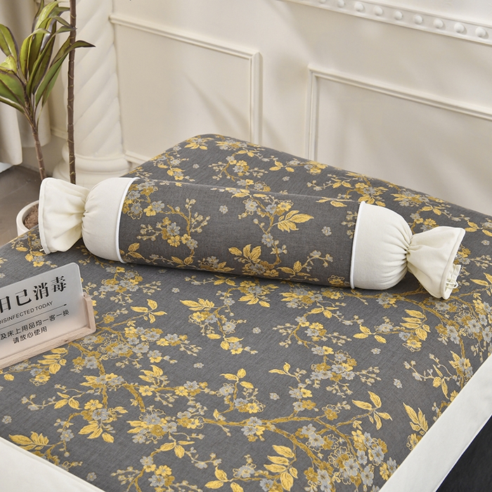 91家纺网 家纺一手货源 找家纺 不打烊家纺 2025新款全棉有氧双层纱羊毛尼美容床罩系列套件-梅花颂 梅花颂-黑色