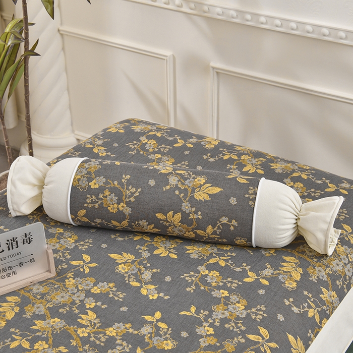 91家纺网 家纺一手货源 找家纺 不打烊家纺 2025新款全棉有氧双层纱羊毛尼美容床罩系列套件-梅花颂 梅花颂-墨绿