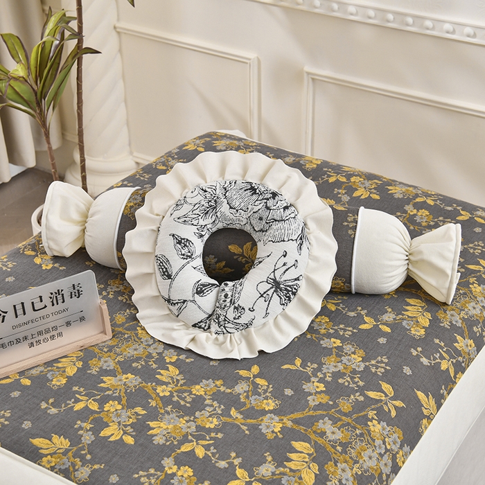 91家纺网 家纺一手货源 找家纺 不打烊家纺 2025新款全棉有氧双层纱羊毛尼美容床罩系列套件-梅花颂 梅花颂-卡其