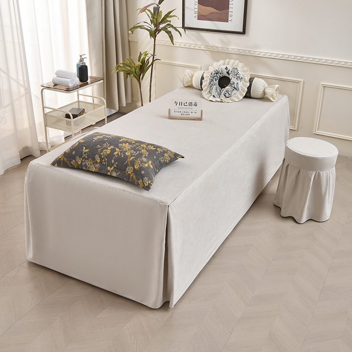 91家纺网 家纺一手货源 找家纺 不打烊家纺 2025新款全棉有氧双层纱羊毛尼美容床罩系列套件-梅花颂 梅花颂-卡其