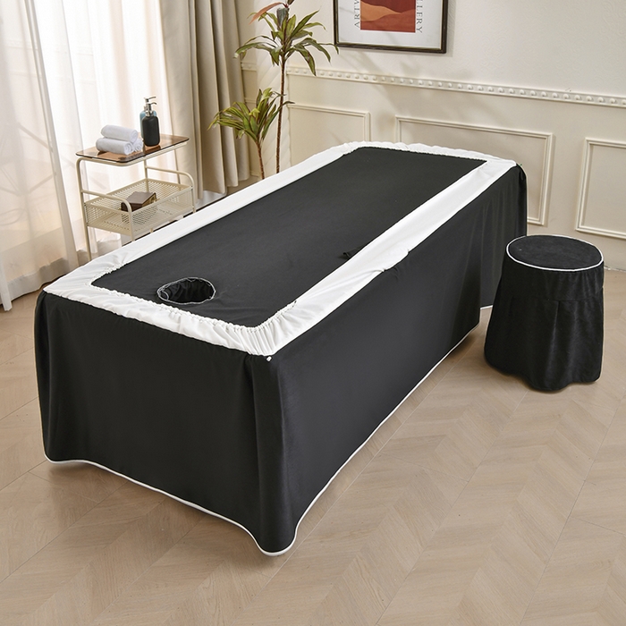 91家纺网 家纺一手货源 找家纺 不打烊家纺 2025新款全棉有氧双层纱羊毛尼美容床罩系列套件-美好旋律 美好旋律-黑色