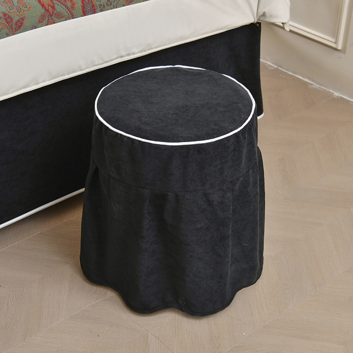 91家纺网 家纺一手货源 找家纺 不打烊家纺 2025新款全棉有氧双层纱羊毛尼美容床罩系列套件-美好旋律 美好旋律-黑色