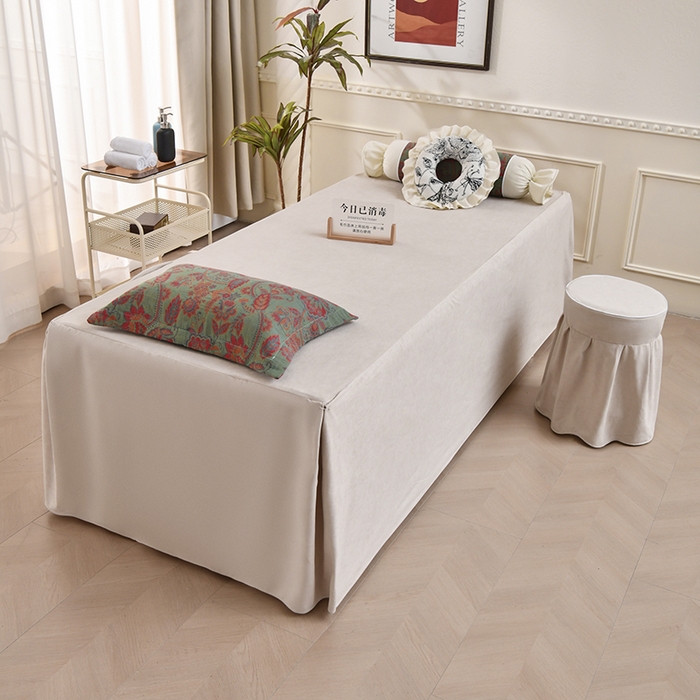 91家纺网 家纺一手货源 找家纺 不打烊家纺 2025新款全棉有氧双层纱羊毛尼美容床罩系列套件-美好旋律 美好旋律-卡其