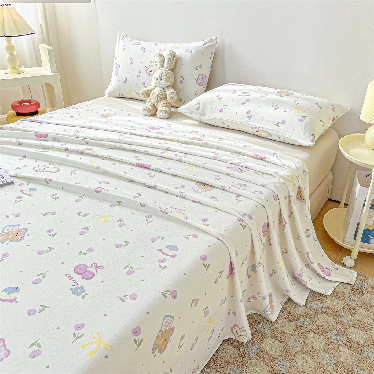 91家纺网 家纺一手货源 找家纺 （总）盛秋家纺 2025新款A类水洗棉卡通印花床单单品床单