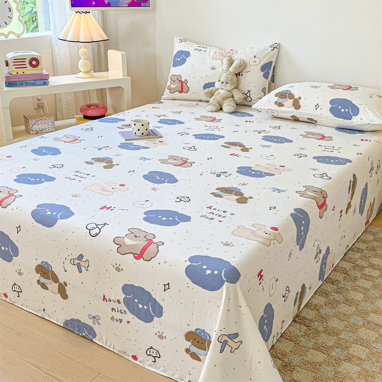 91家纺网 家纺一手货源 找家纺 （总）盛秋家纺 2025新款A类水洗棉卡通印花床单单品床单